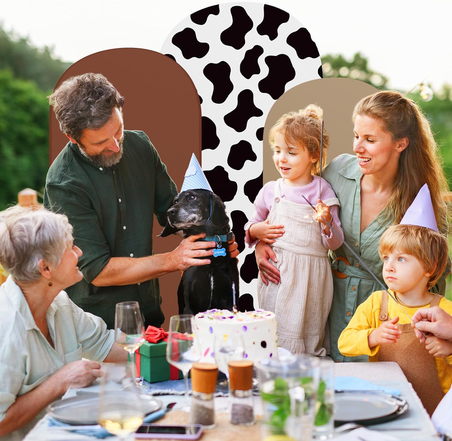 3 Sets Cow Theme Party Arch Backdrop Cover - Brown