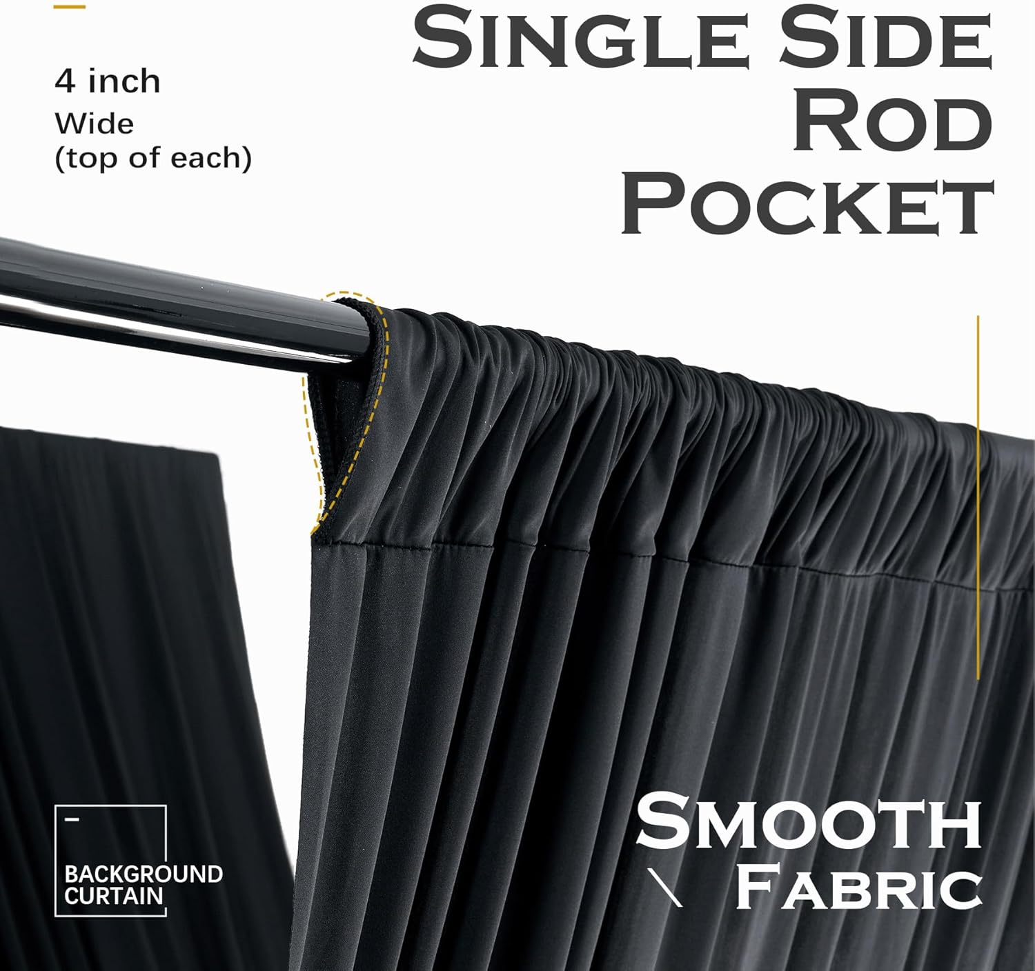 PartyVillage 10ft x 20ft Black Ceiling Curtain for Weddings