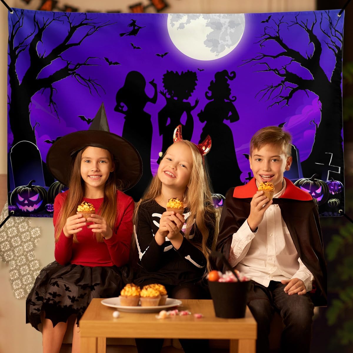 Flaircave Hocus Pocus Witch Sisters Halloween Backdrop