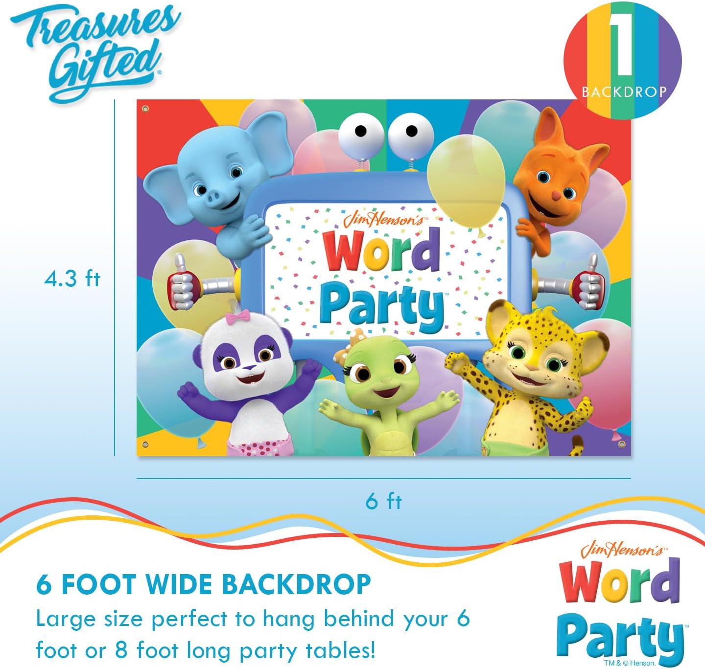 Treasures Gifted Word Party Backdrop 43ft x 6ft