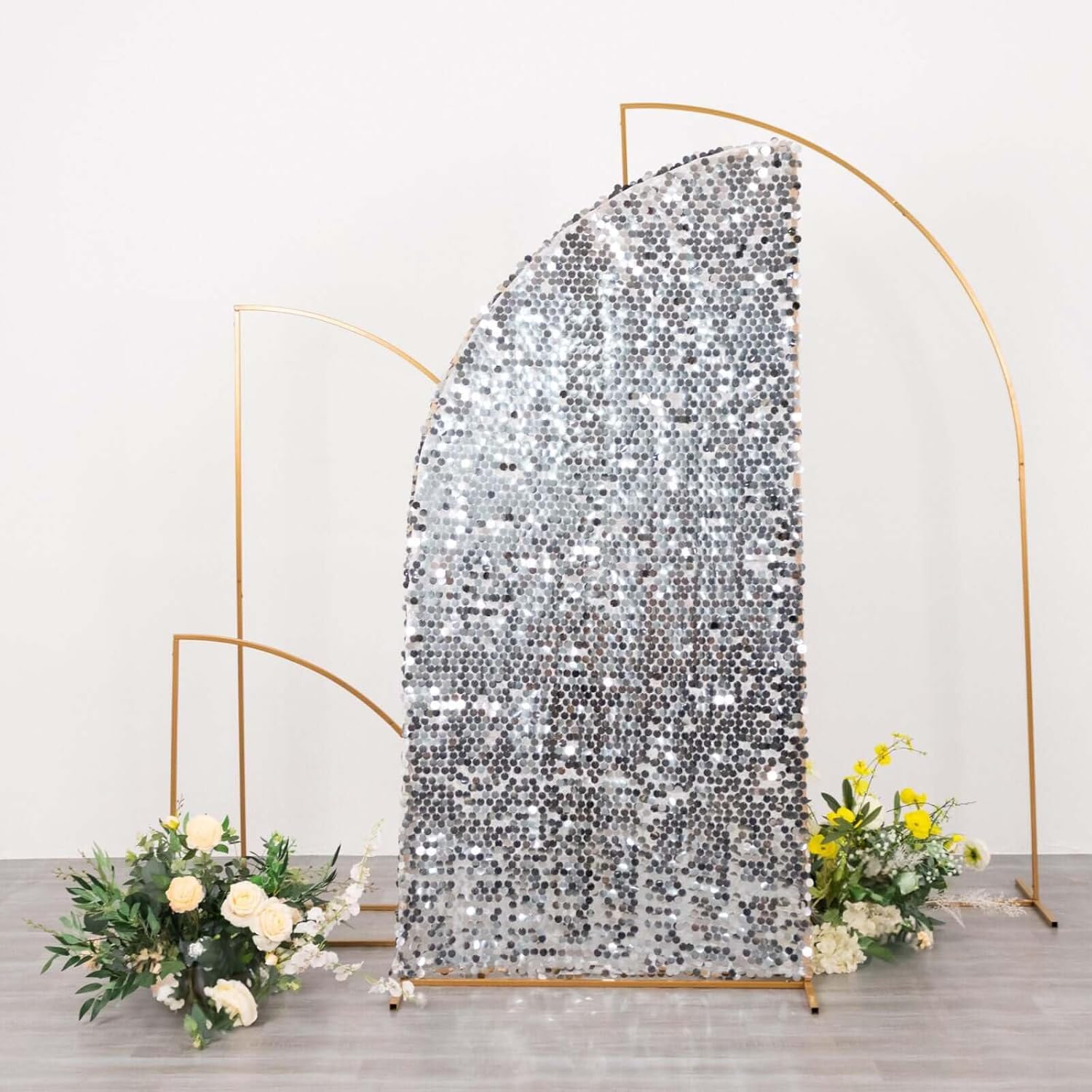 Efavormart 6ft Silver Sequin Chiara Backdrop Stand Cover