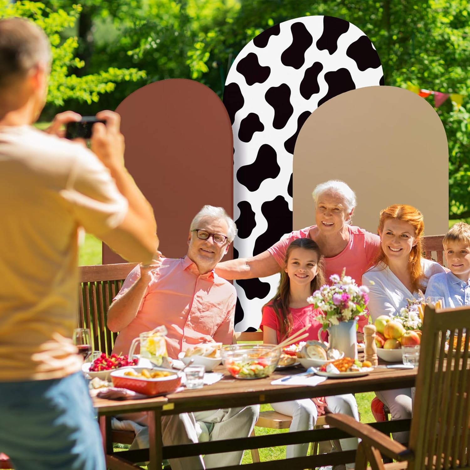 3 Sets Cow Theme Party Arch Backdrop Cover - Brown