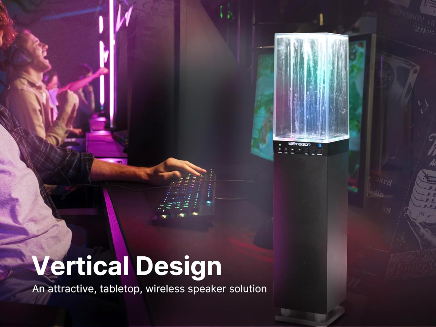 Emerson EHS-2001 Dancing Water Light Tower Speaker with Bluetooth and FM Radio