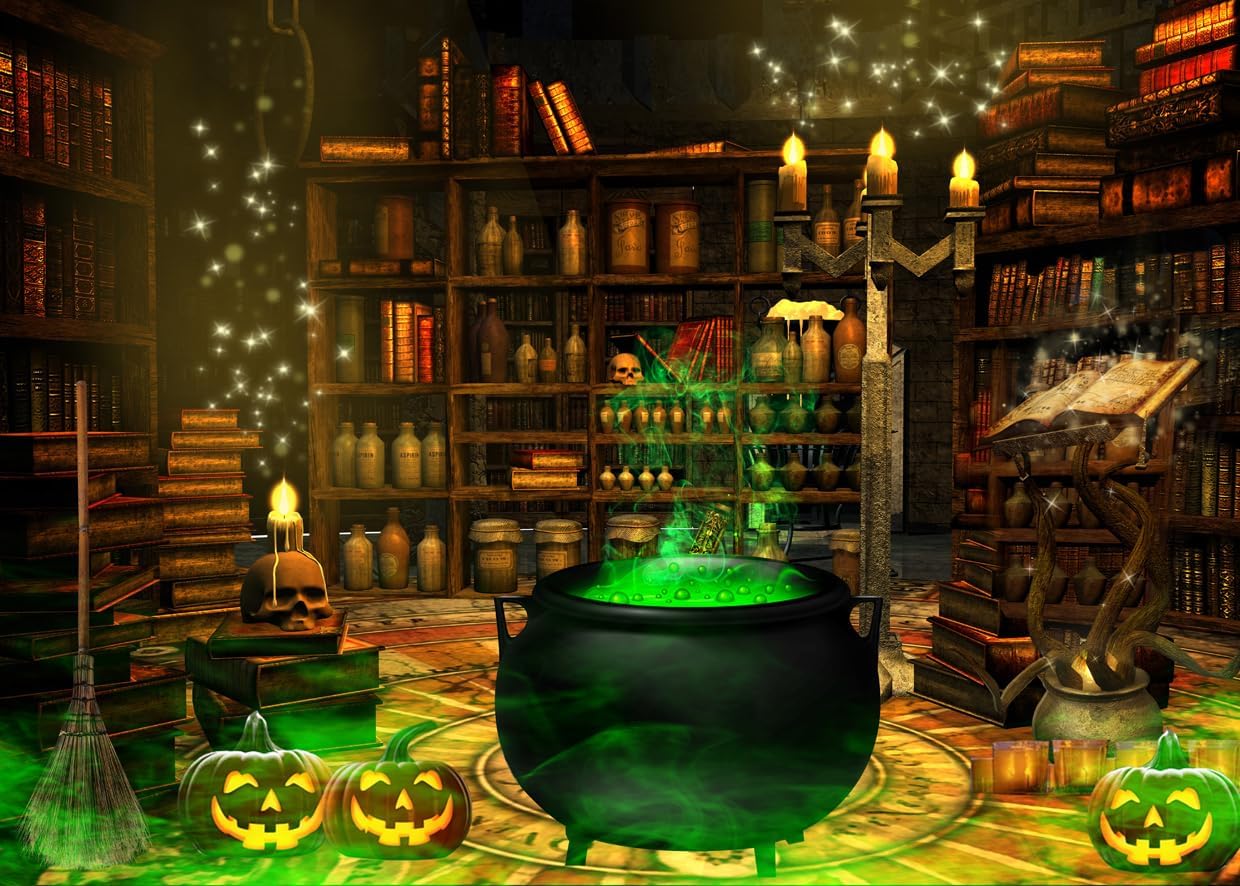Witch Halloween Backdrop 7x5ft Spooky Party Banner F204