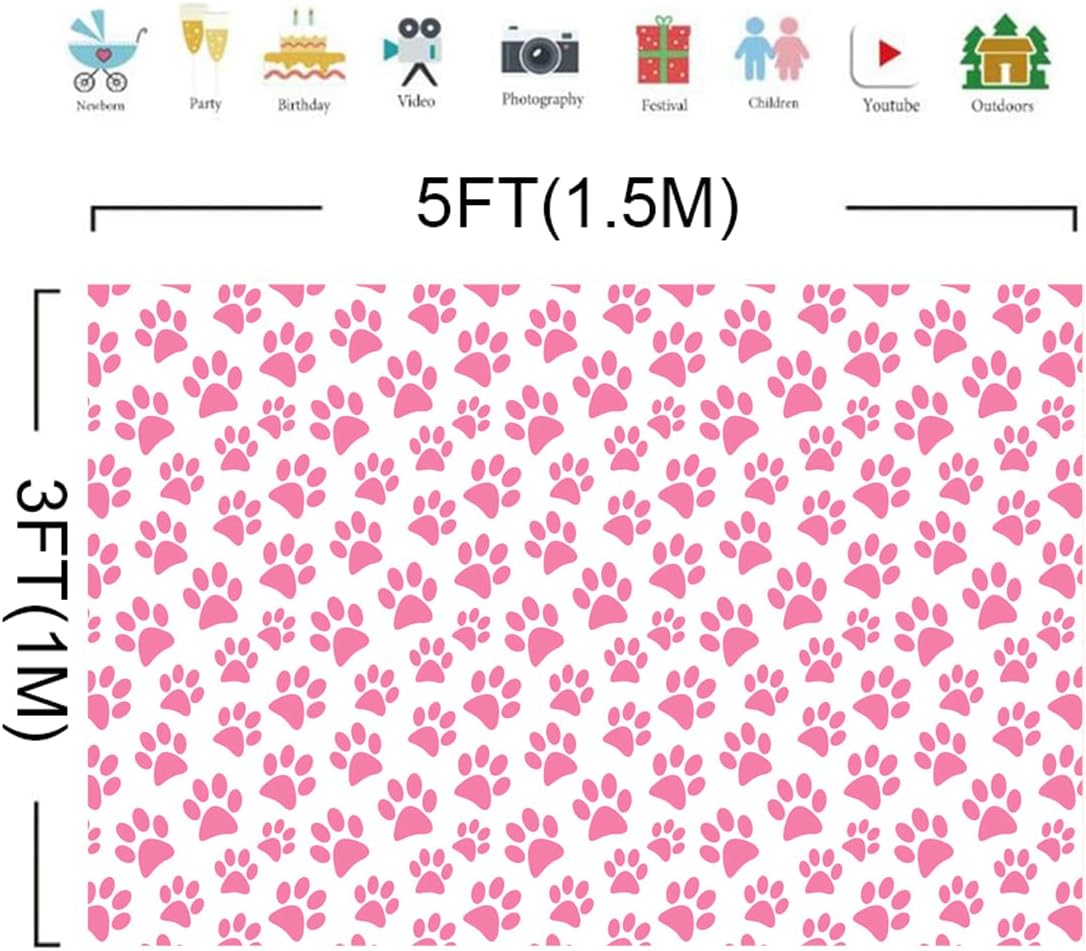 Lofaris Paw Prints Photo Background 5x3ft