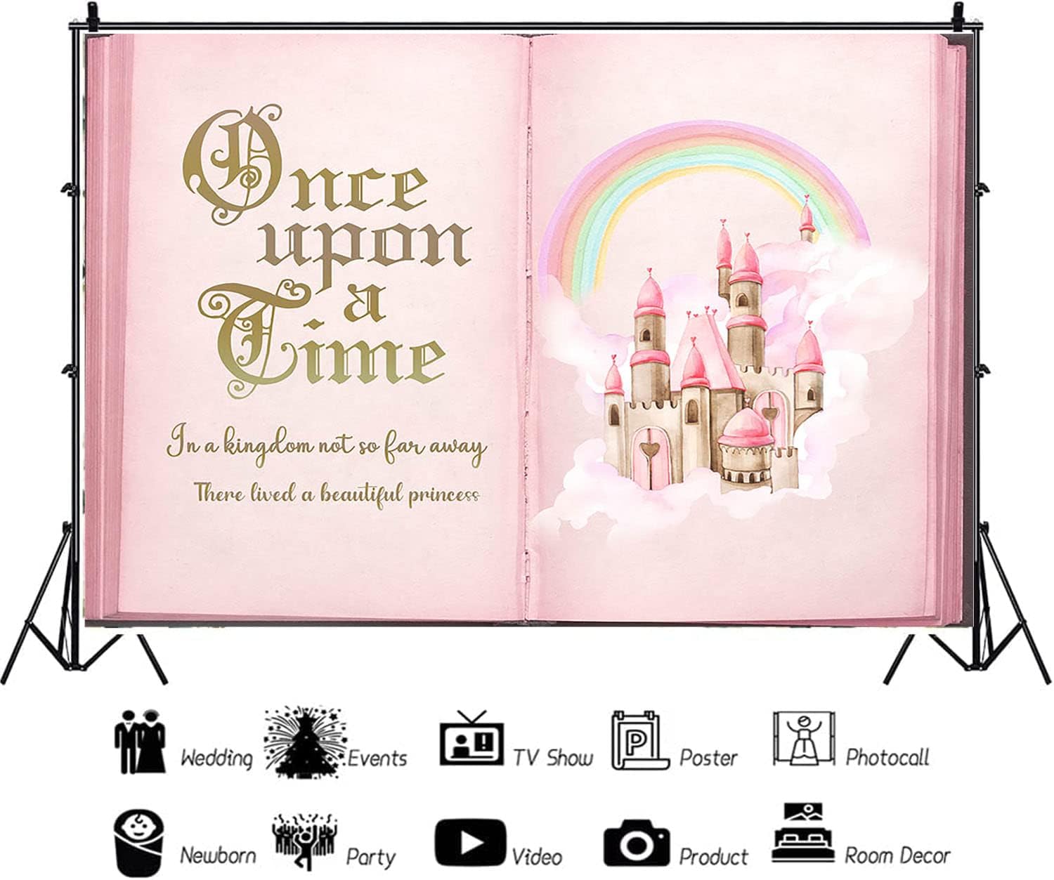 Aumeko Pink Fairytale Castle Photo Backdrop