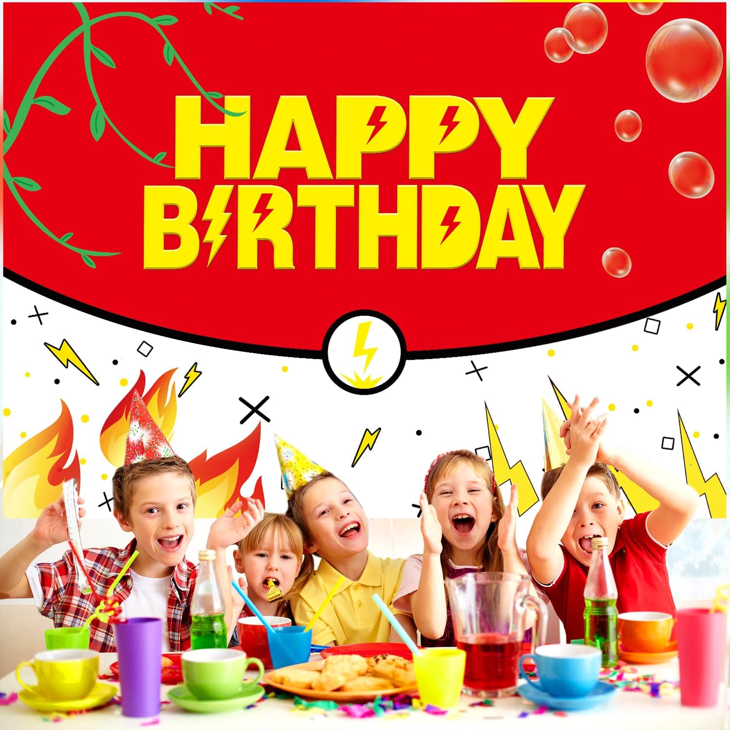 Cute Cartoon Birthday Backdrop for Kids