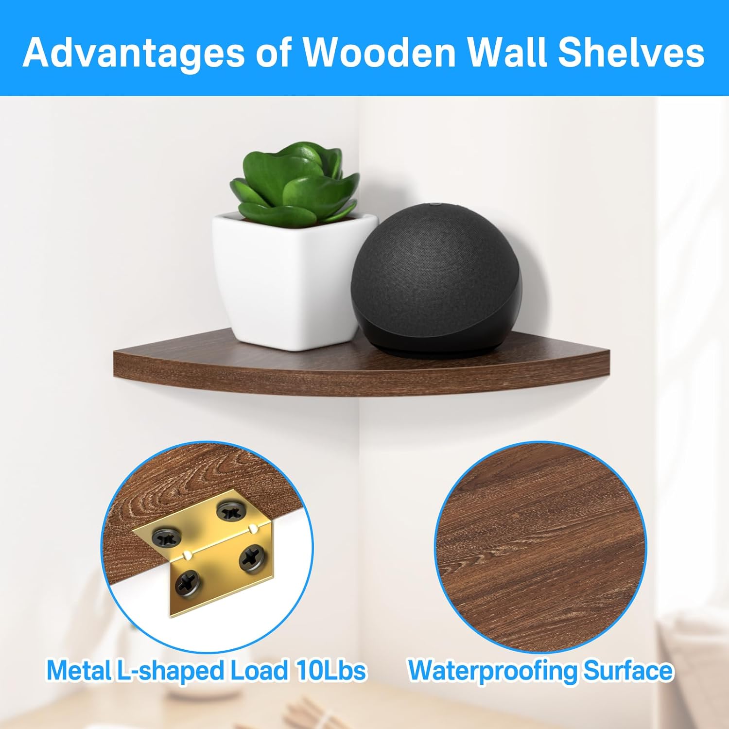 Corner Speaker Shelf for Small Speakers Set of 2