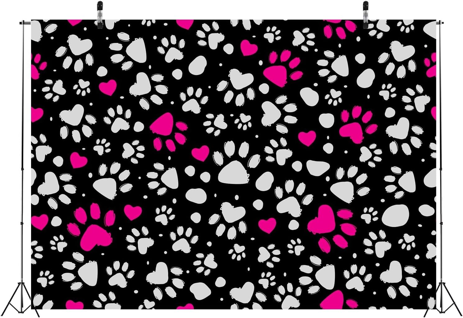 BELECO 5x3FT Paw Print Fabric Backdrop