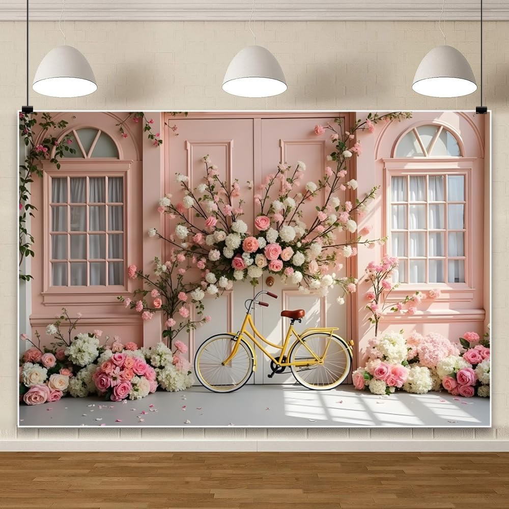 Leowefowa 12x8ft Spring Pink Flowers Backdrop