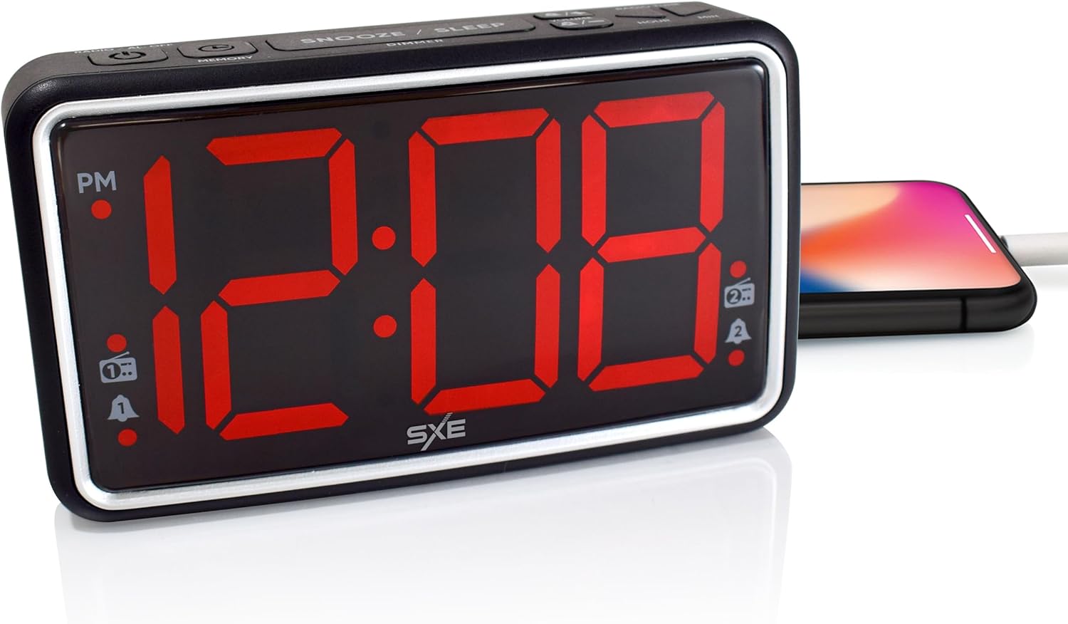SXE Westclox Digital LED Alarm Clock Radio with USB Charging