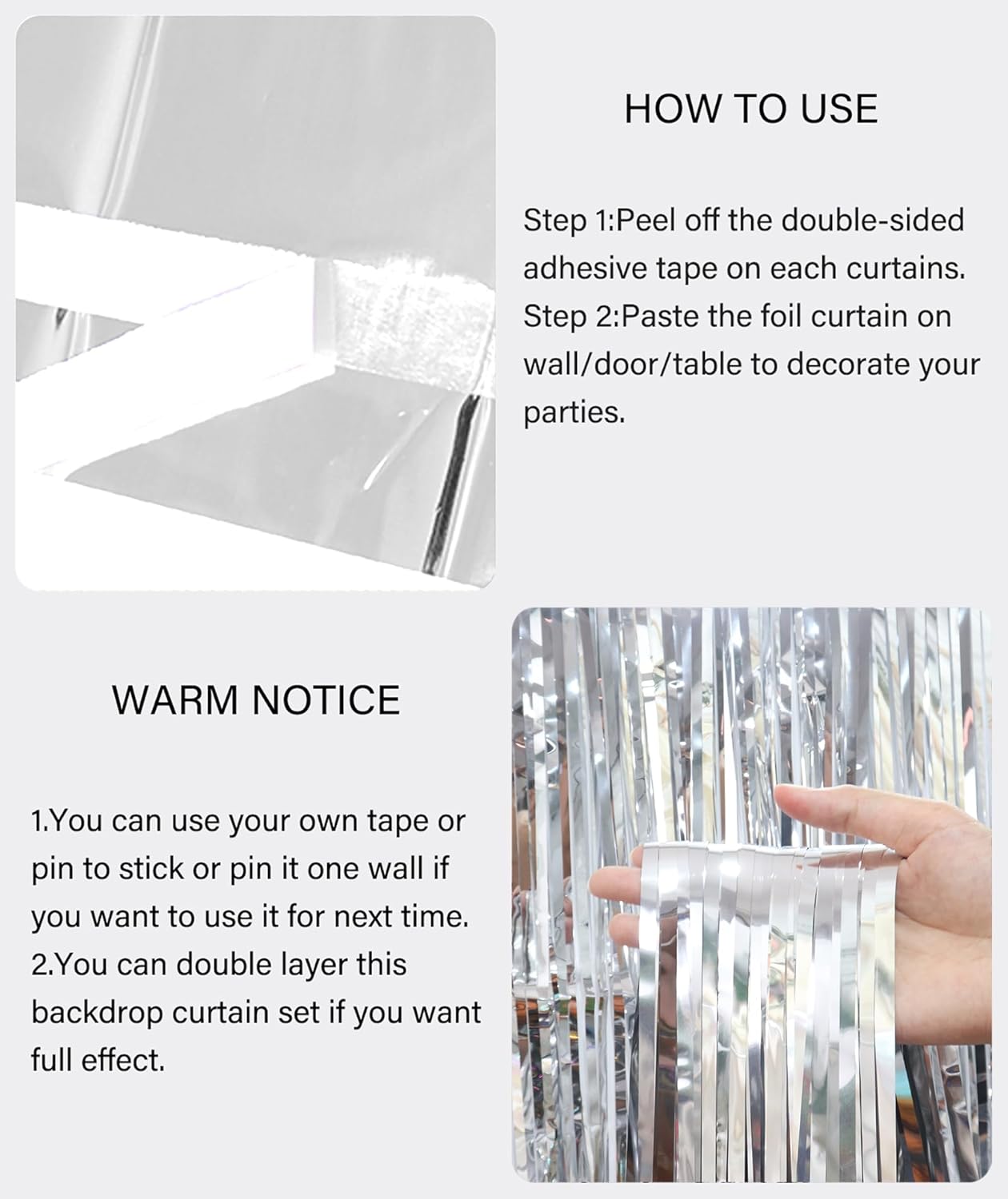 ShiDianYi Silver Foil Fringe Curtain Backdrop