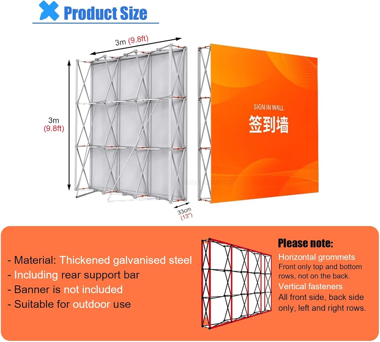 Aluminum Tension Black Out Fabric Pop Up Display Stand