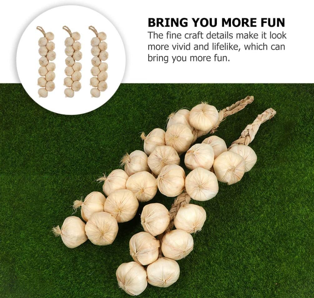 Yardwe Garlic Hanging String Decor 3pcs Photo Posing Prop