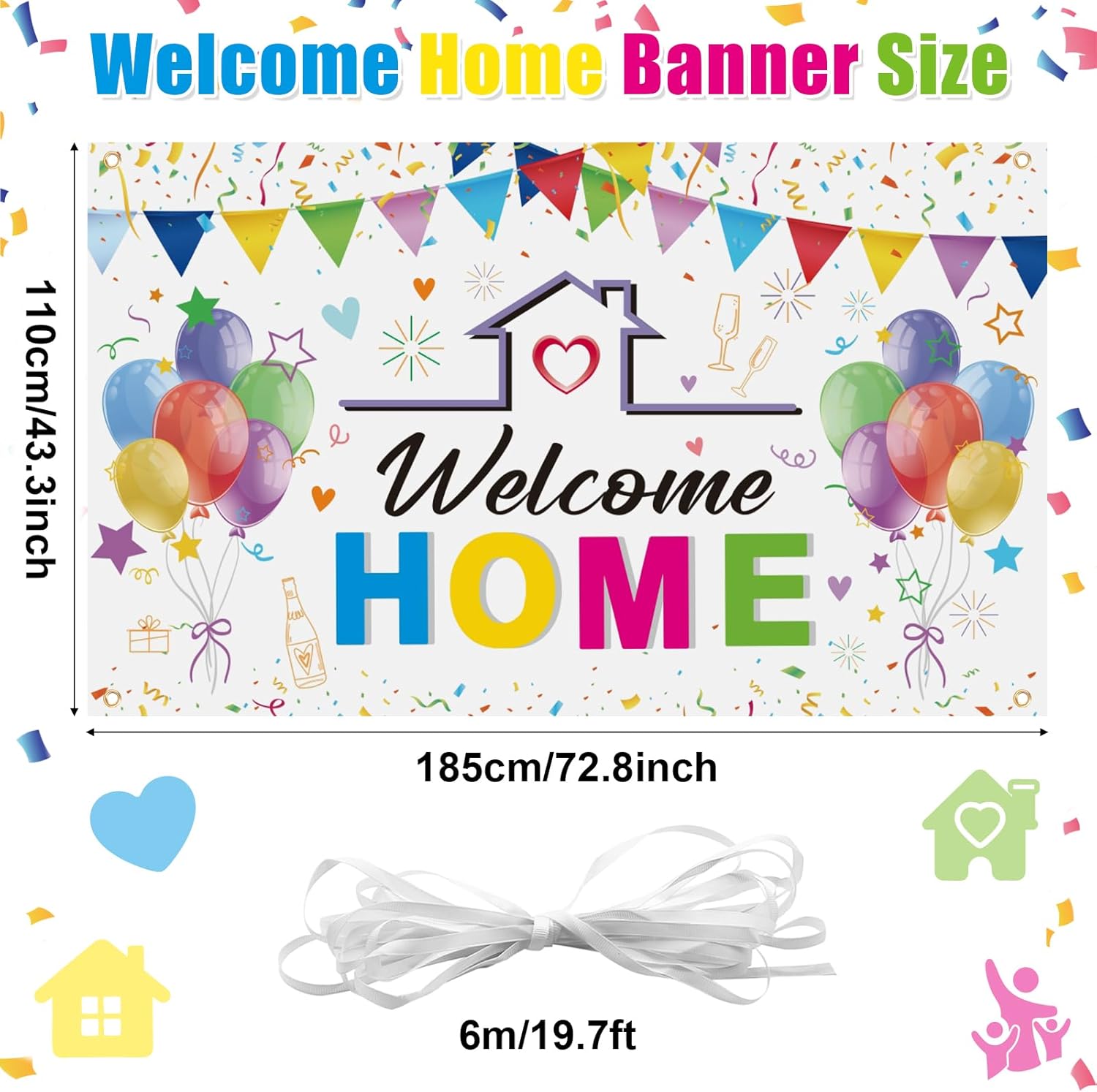 Welcome Home Backdrop Banner for Party Decorations