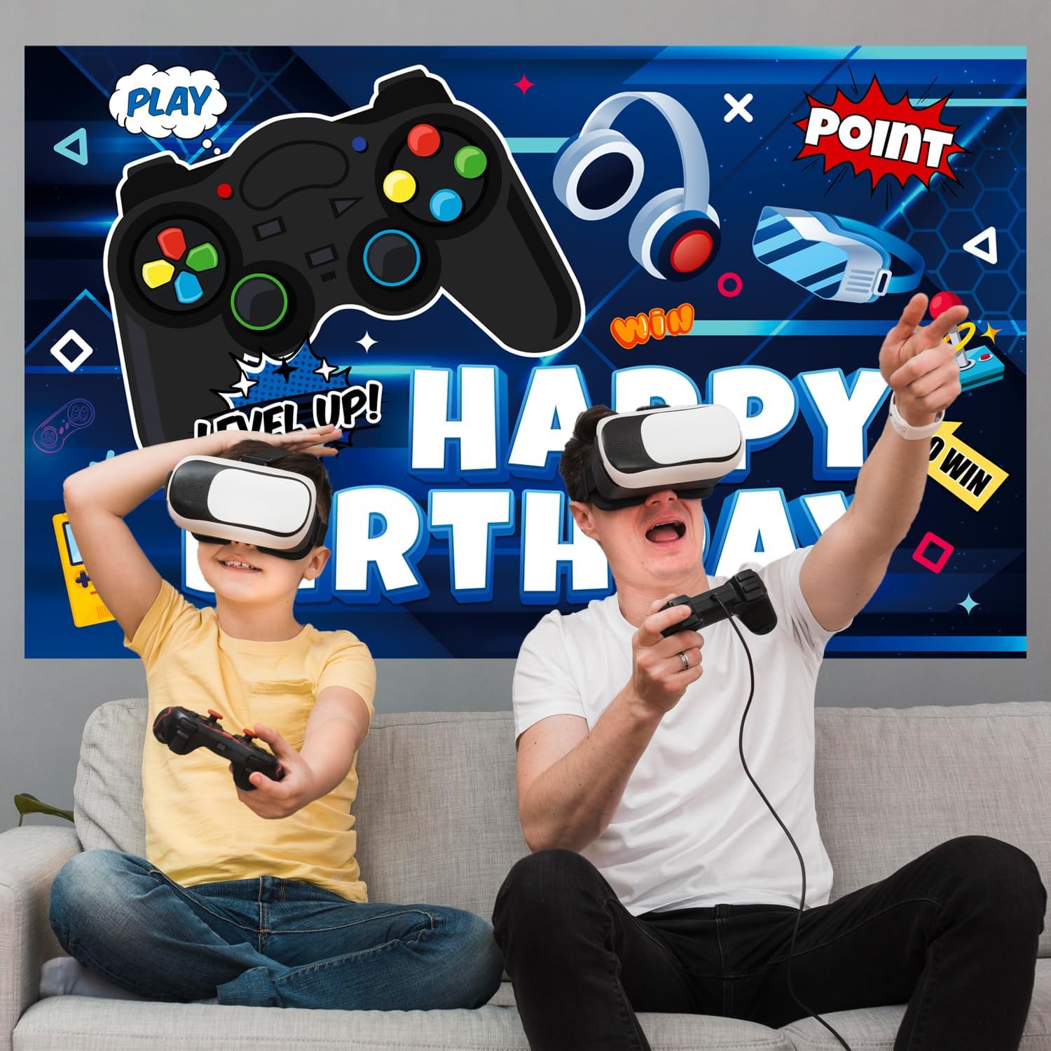 Video Game Birthday Decorations Banner 71x43 Inch