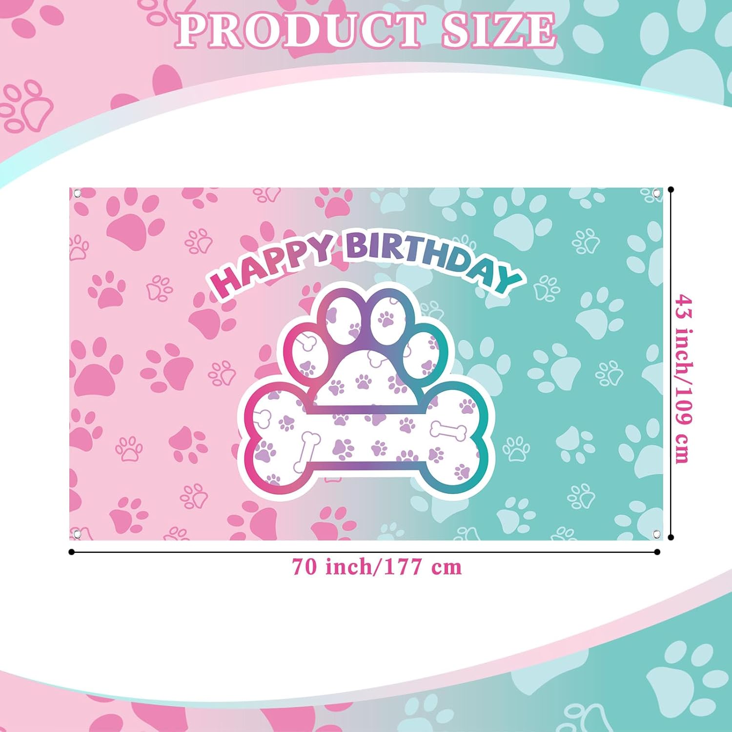 Newwiee Dog Paw Birthday Backdrop Banner