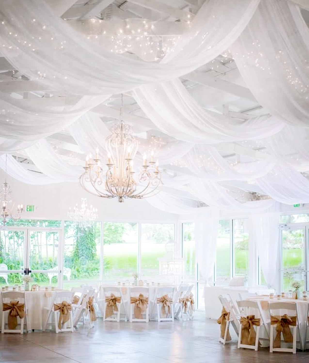 6 Panels White Ceiling Drapes Wedding Decorations