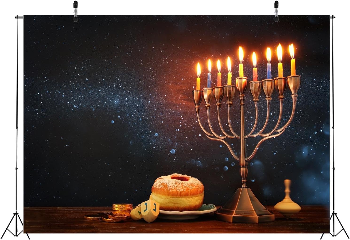 BELECO 8x6ft Hanukkah Backdrop Photo Studio Decorations