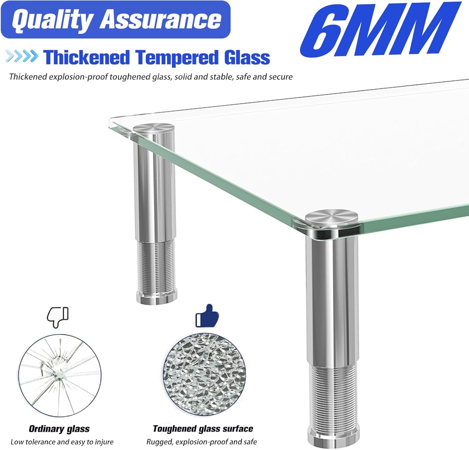 Simple Trending 2 Pack Monitor Stand with Height Adjust and Tempered Glass