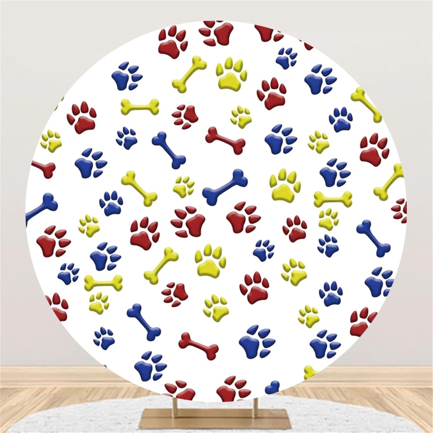 Renaiss 7x7ft Round Dog Footprint Backdrop Cover