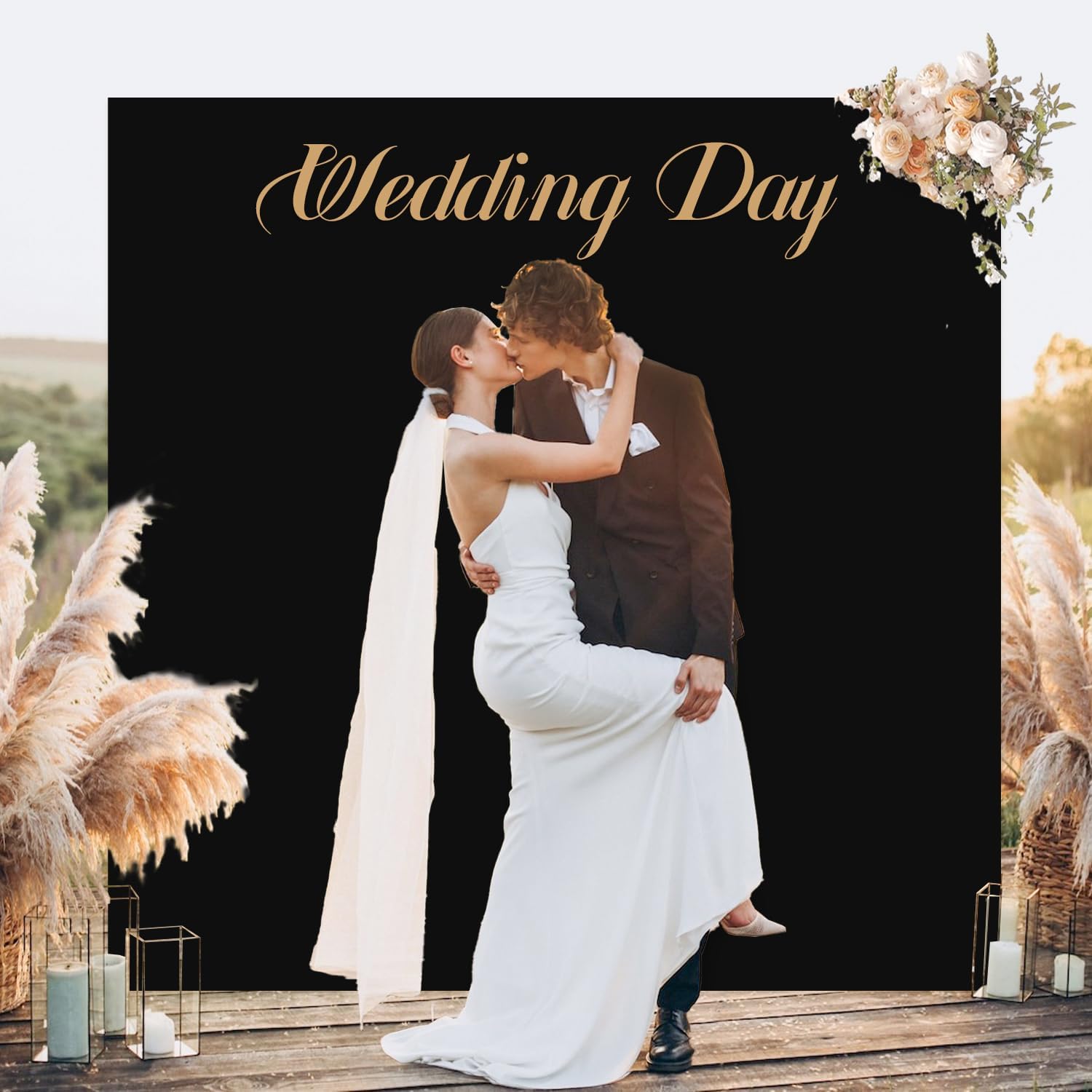 MODFUNS Black Spandex Wedding Arch Cover 66x66ft