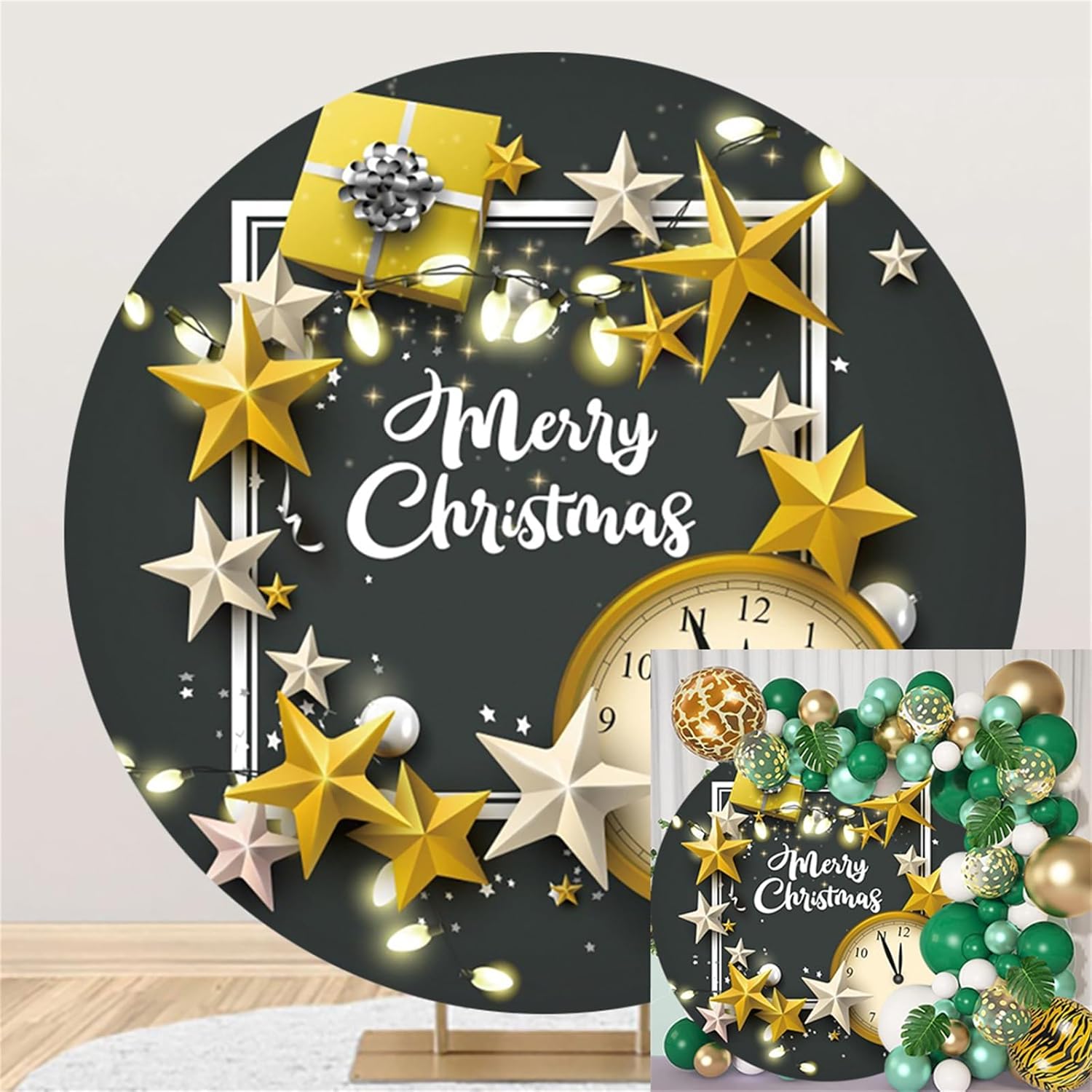 65ft Round Christmas Backdrop with Star Design