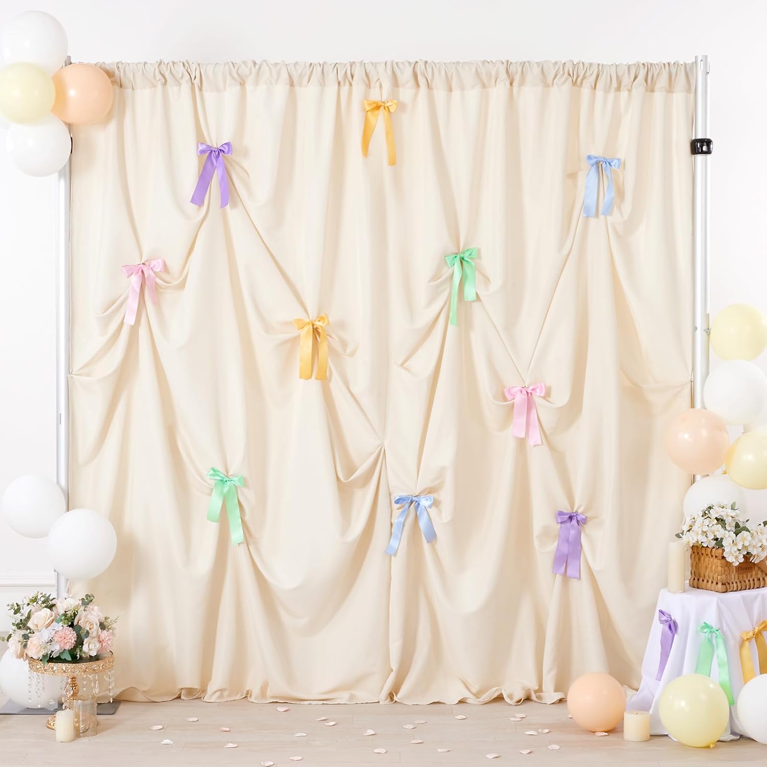Ivory Backdrop Curtain 58x8ft Wedding Event Decor