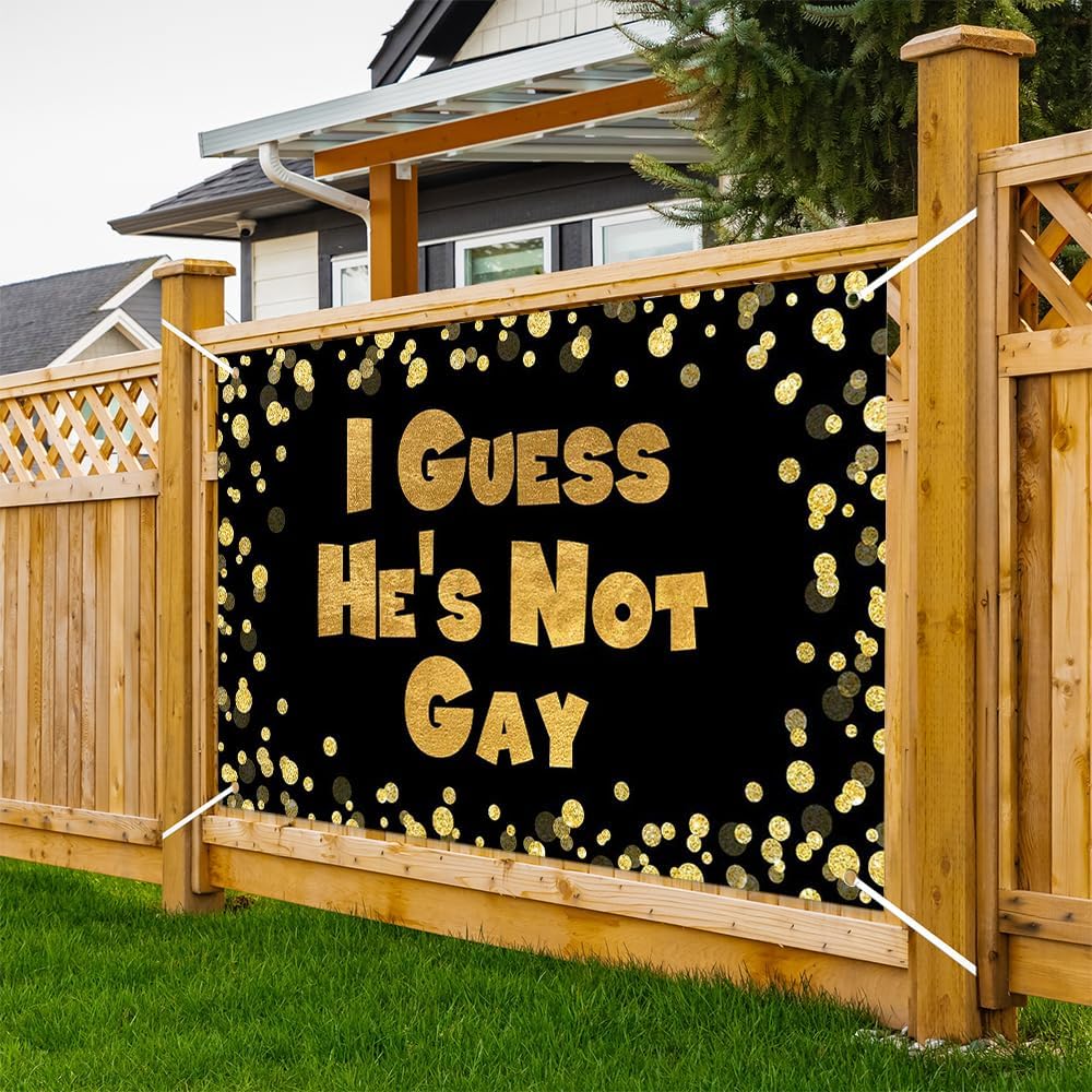 Lofaris Funny Bachelor Party Banner - Extra Large Gold Glitter and Black Backdrop