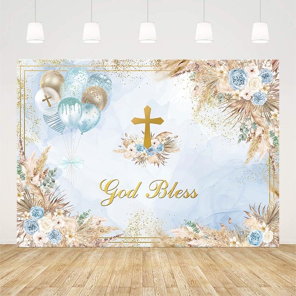 7x5ft Boho Baptism Backdrop for Photography and Party Decor