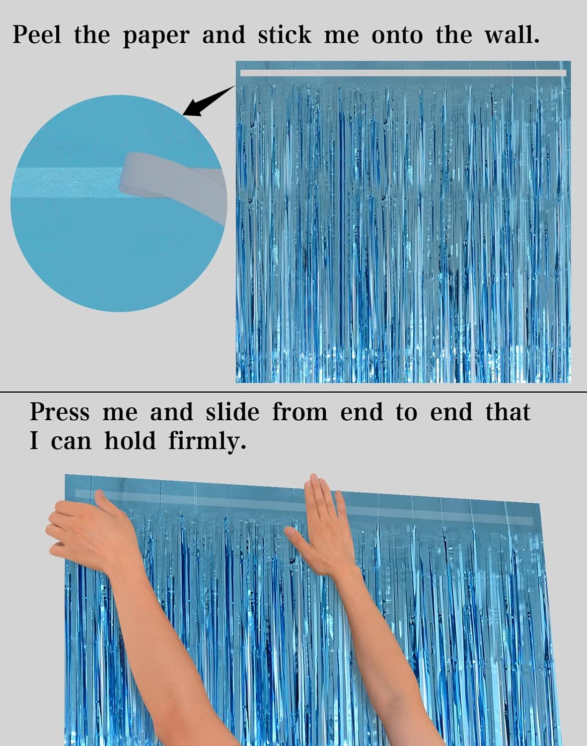Light Blue Foil Fringe Curtains Party Decorations Pack of 2