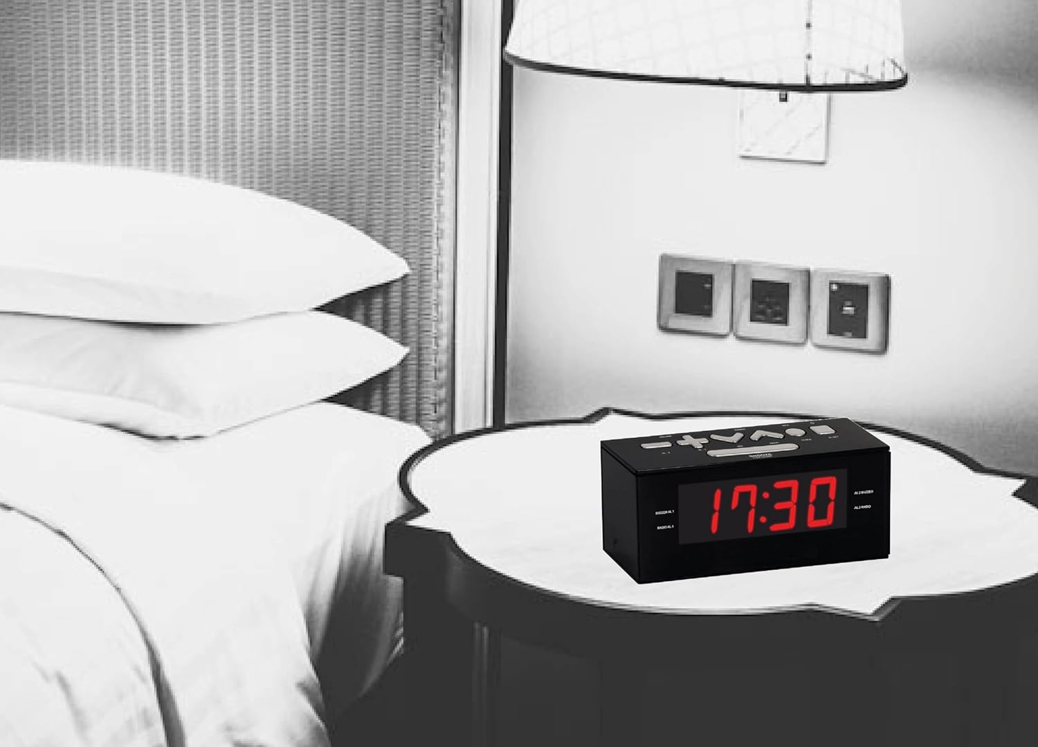 HANNLOMAX HX-144CR Alarm Clock Radio with LED Display and Dual Alarm