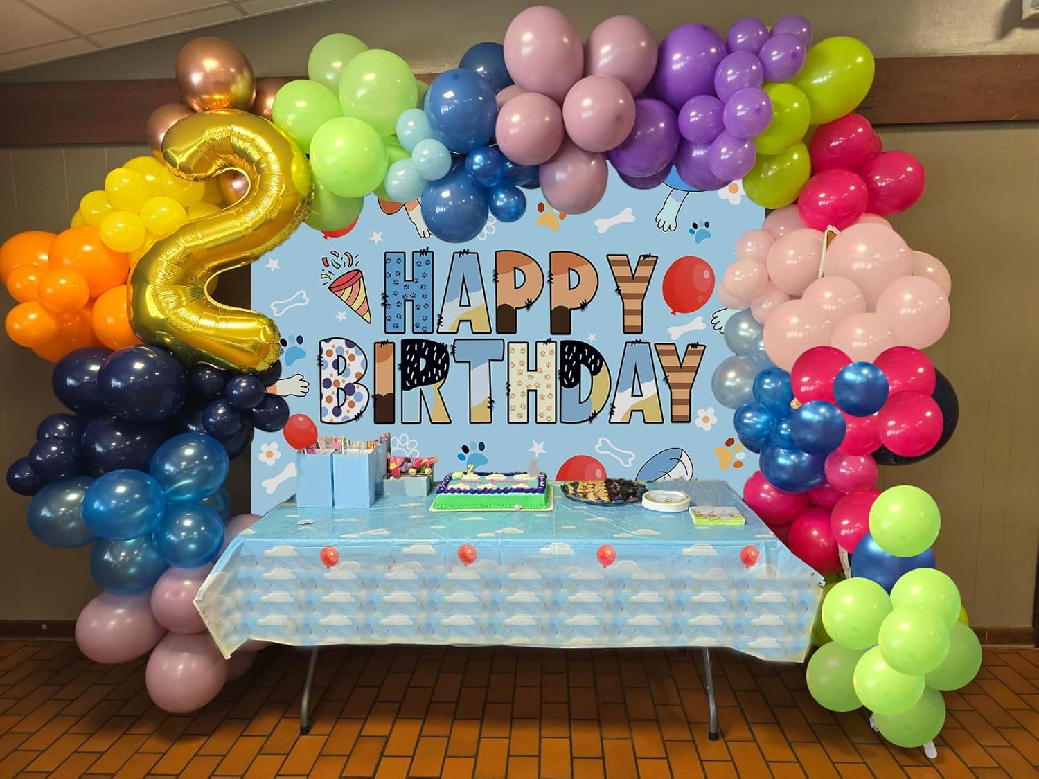 Blue Dog Theme Birthday Backdrop for Photo Booths