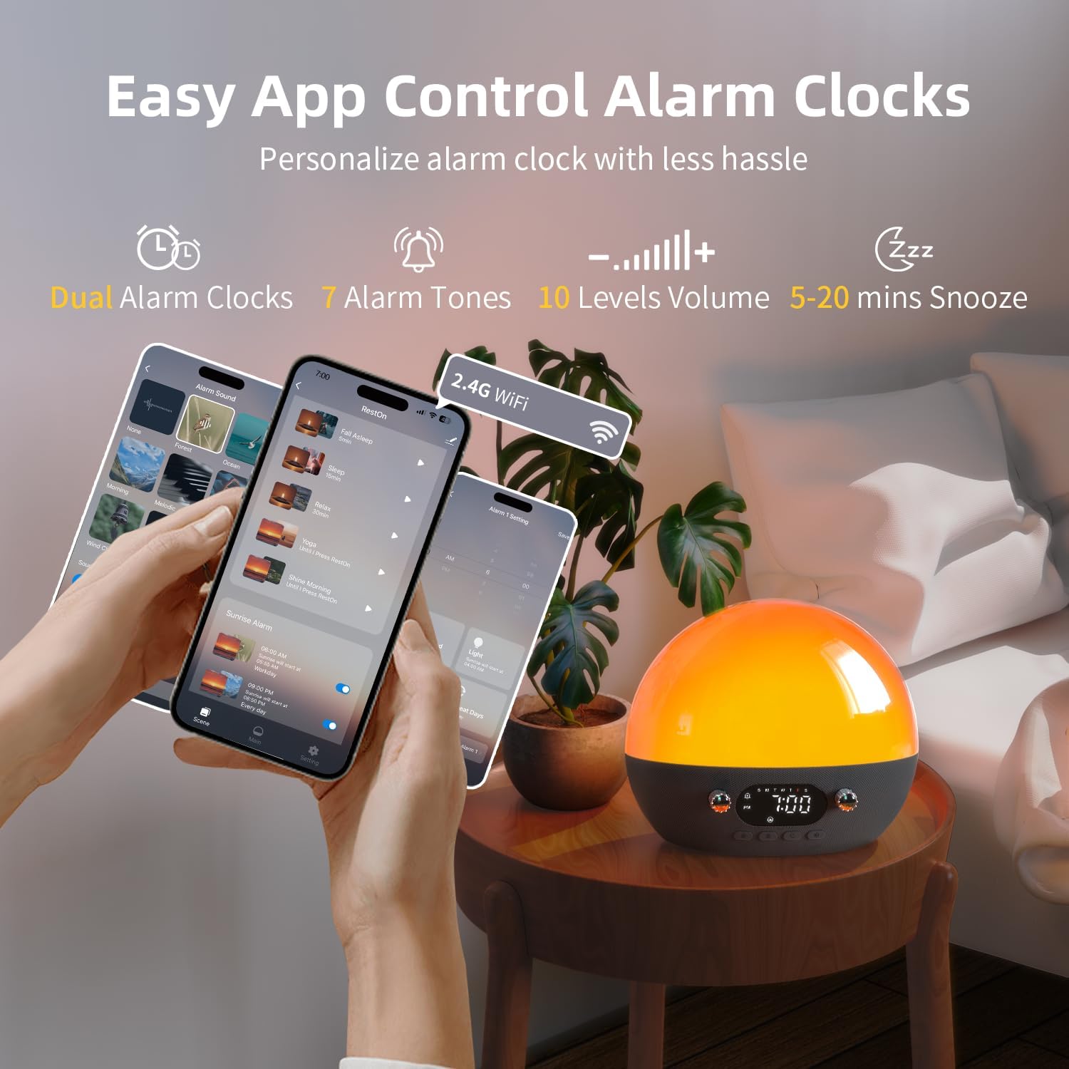 MOMILLA Sunrise Alarm Clock with Bluetooth Speaker