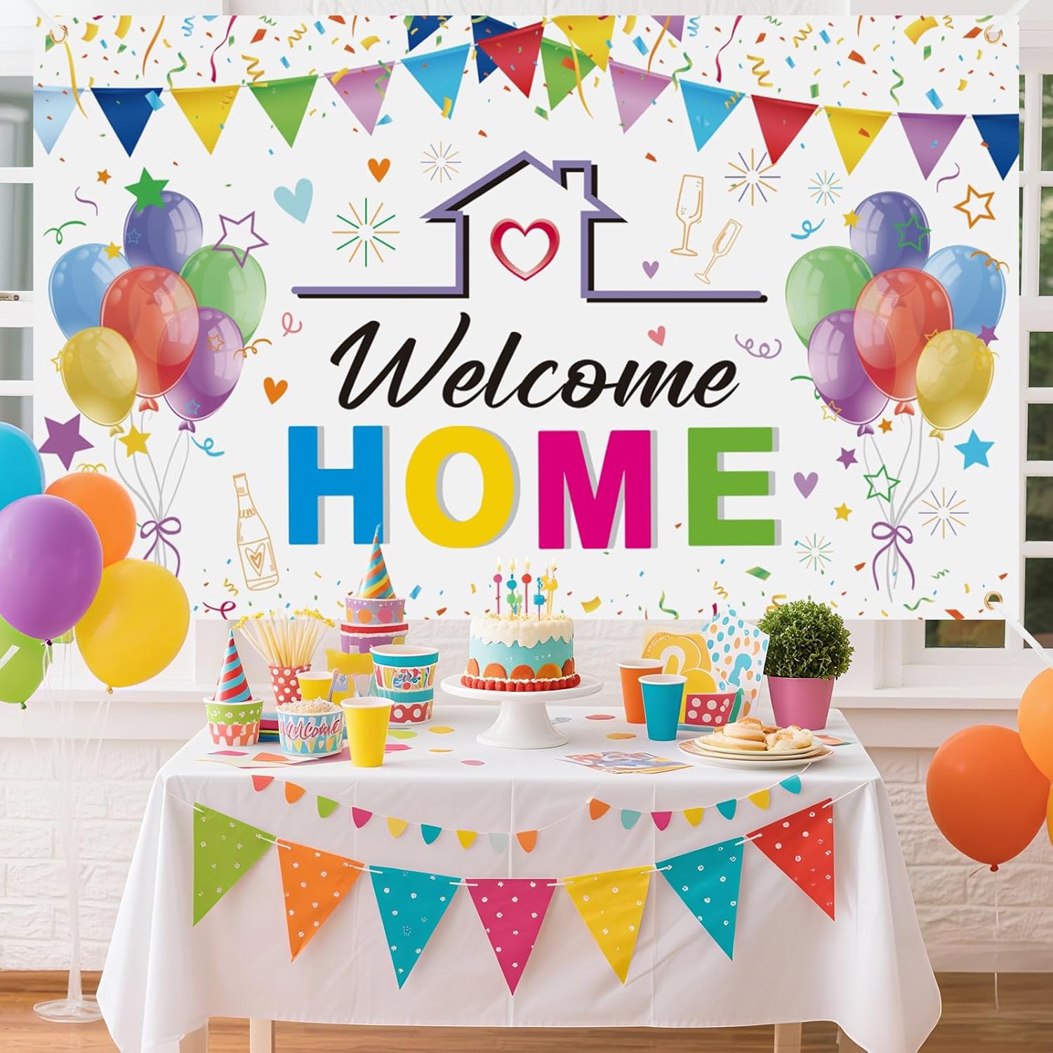 Welcome Home Backdrop Banner for Party Decorations
