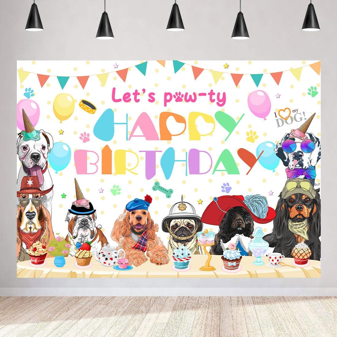Puppy Dog Birthday Party Backdrop 7x5ft