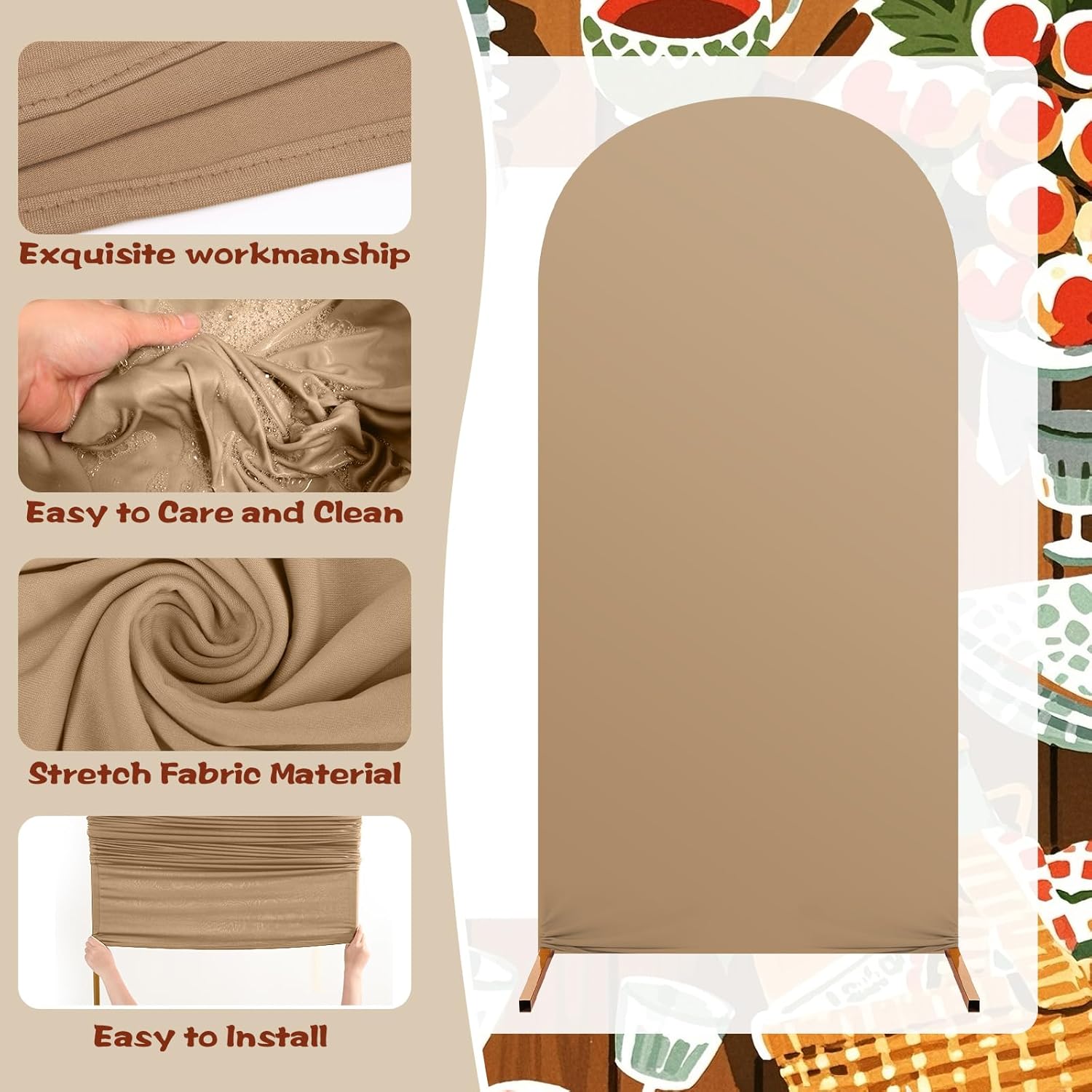3 Sets Cow Theme Party Arch Backdrop Cover - Brown
