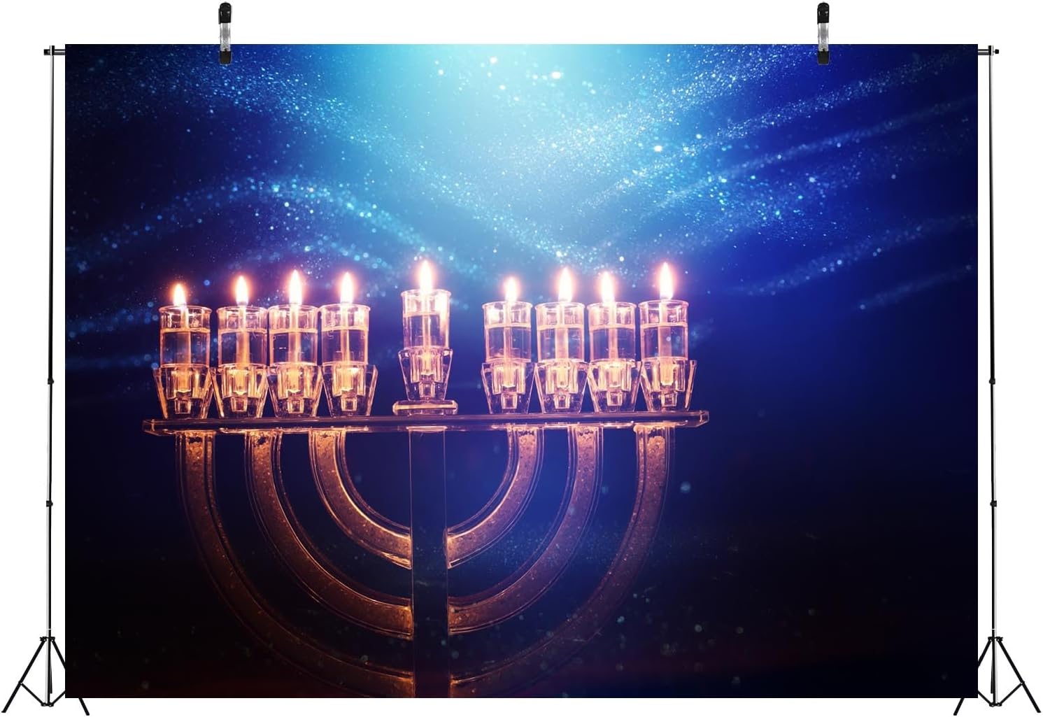 BELECO 8x6ft Hanukkah Backdrop with Menorah and Candles