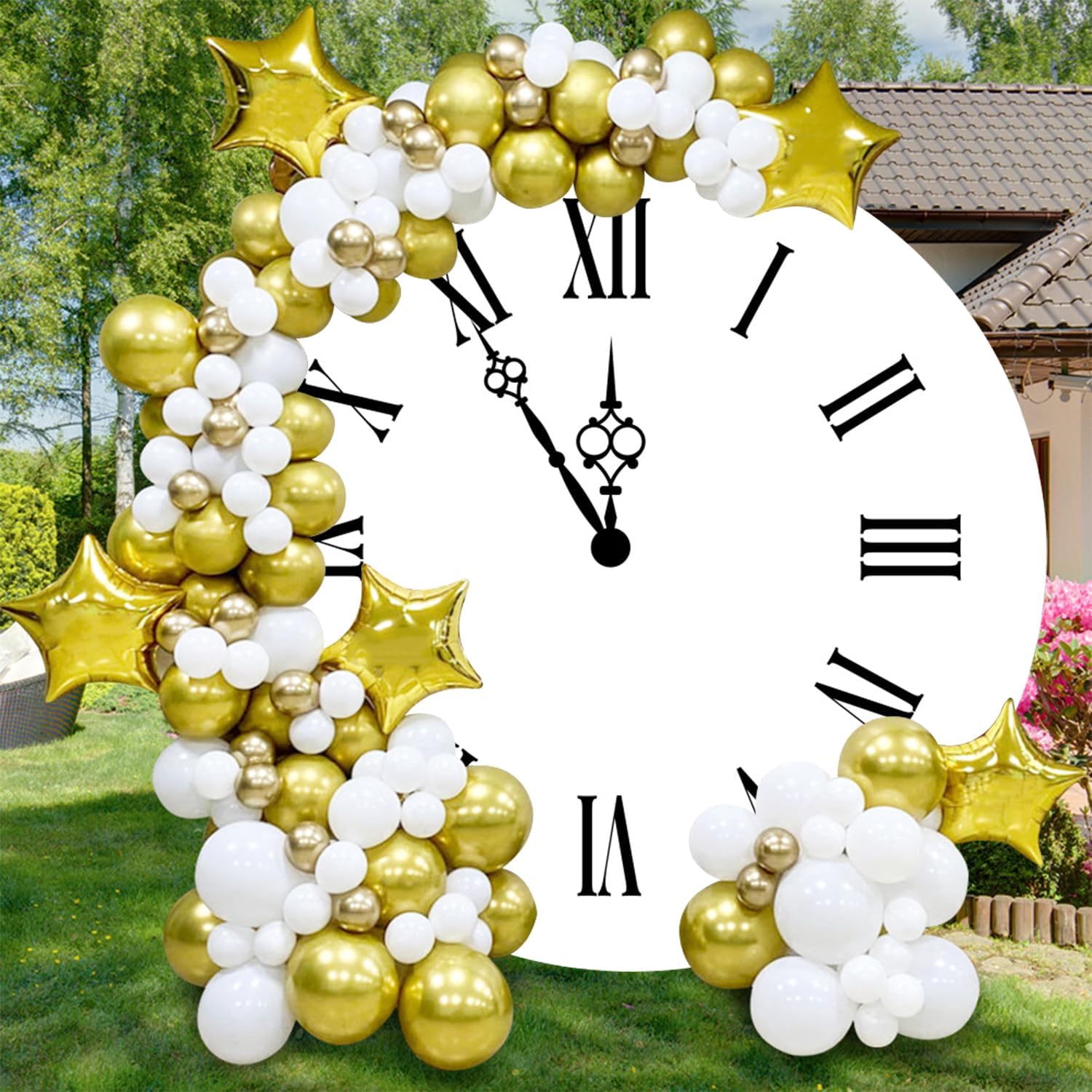 4ft Diameter Black White Retro Clock Photography Backdrop