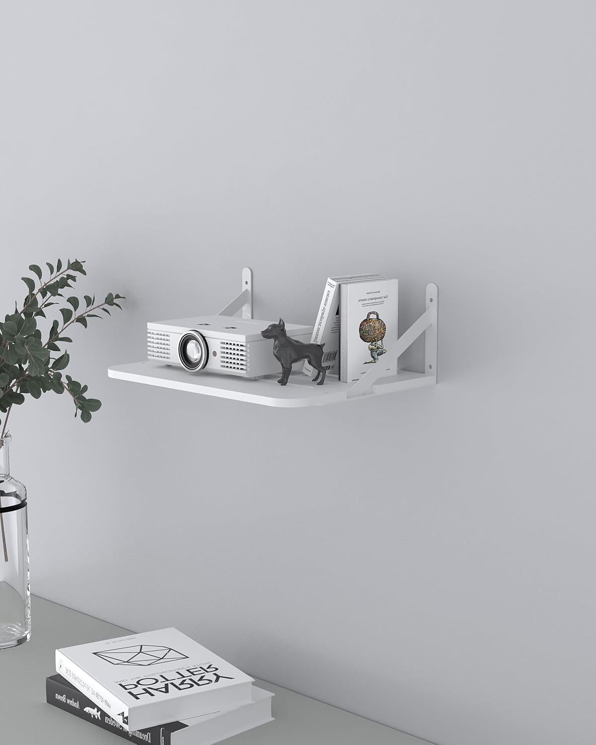 Small Mini Projector Shelf Wall Mount Holder Stand Accessories White