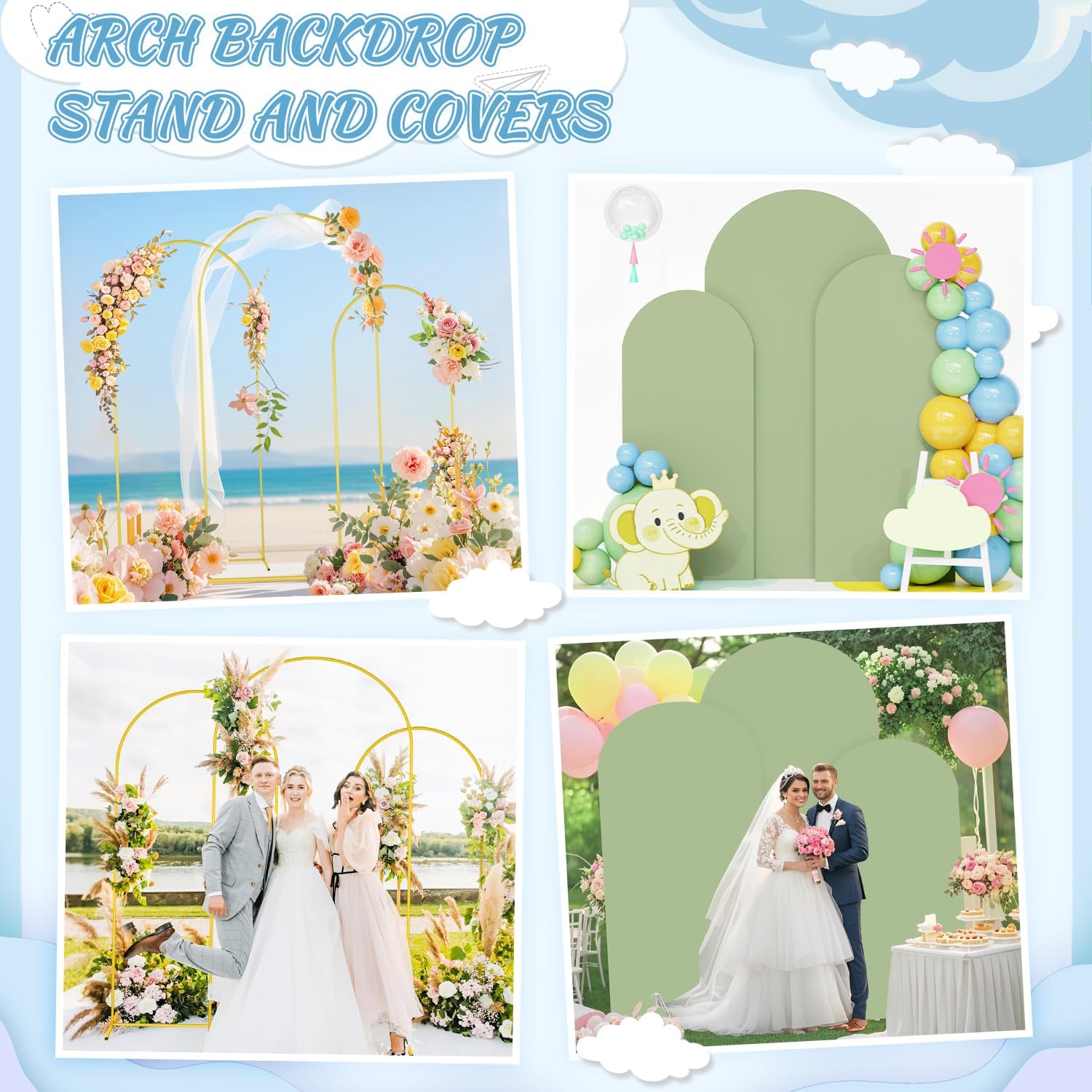 Gold Arch Stand with Spandex Cover 72FT Set
