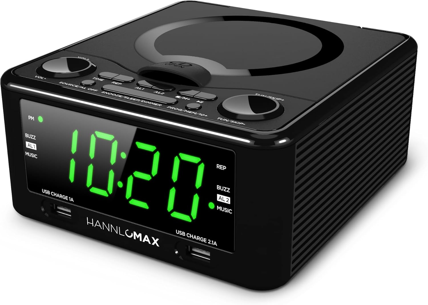 HANNLOMAX HX-300CD Clock Radio with CD Player and USB Ports