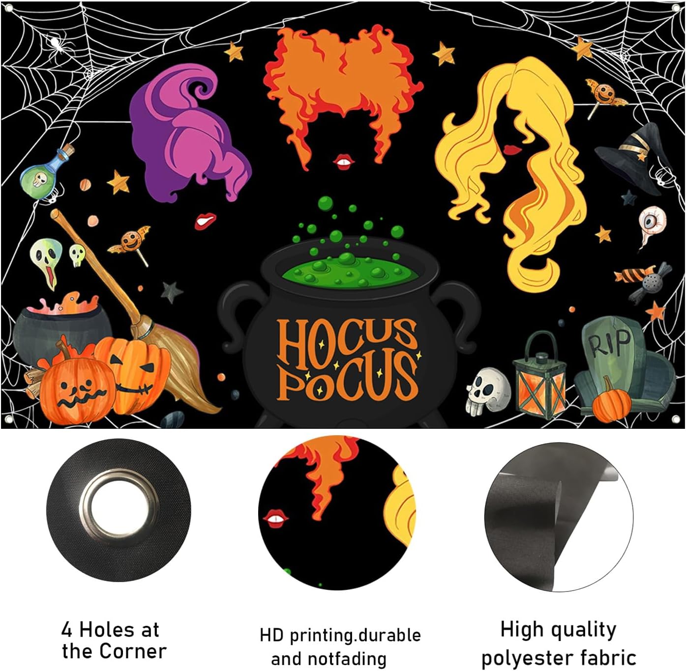 Hocus Pocus Halloween Backdrop Banner 44x72 Inches
