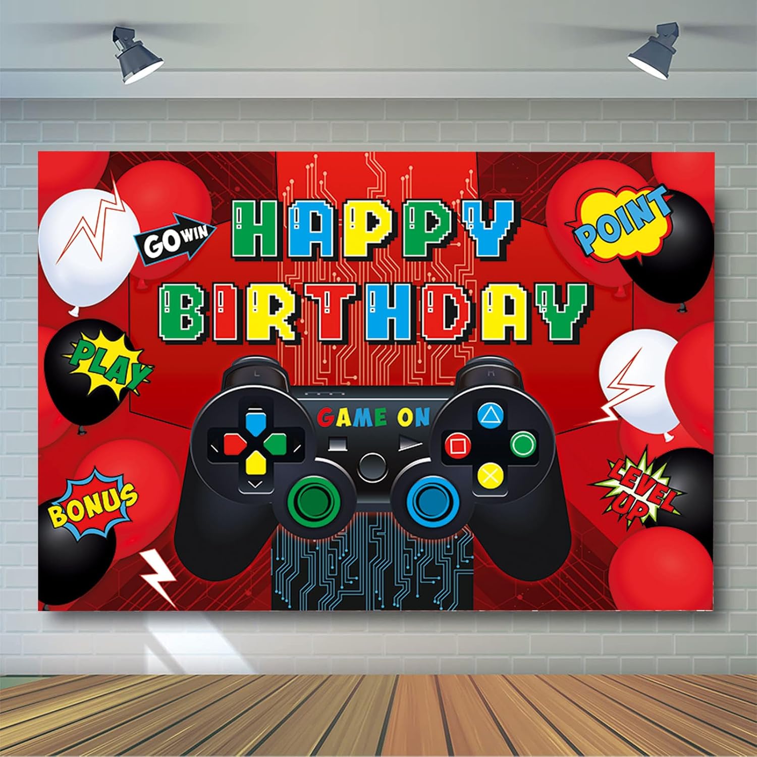 Video Game Birthday Party Backdrop Banner 5x3ft Foldable Gaming Theme