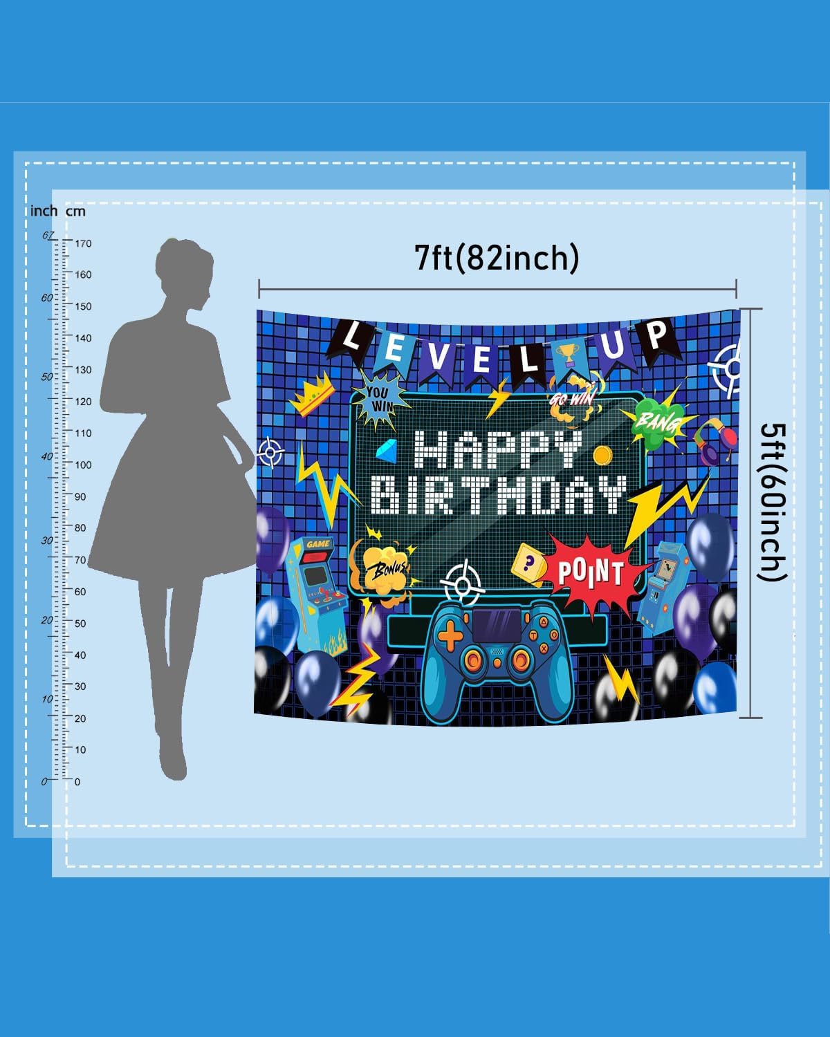 Mocsicka Gaming Birthday Photo Background 7x5ft