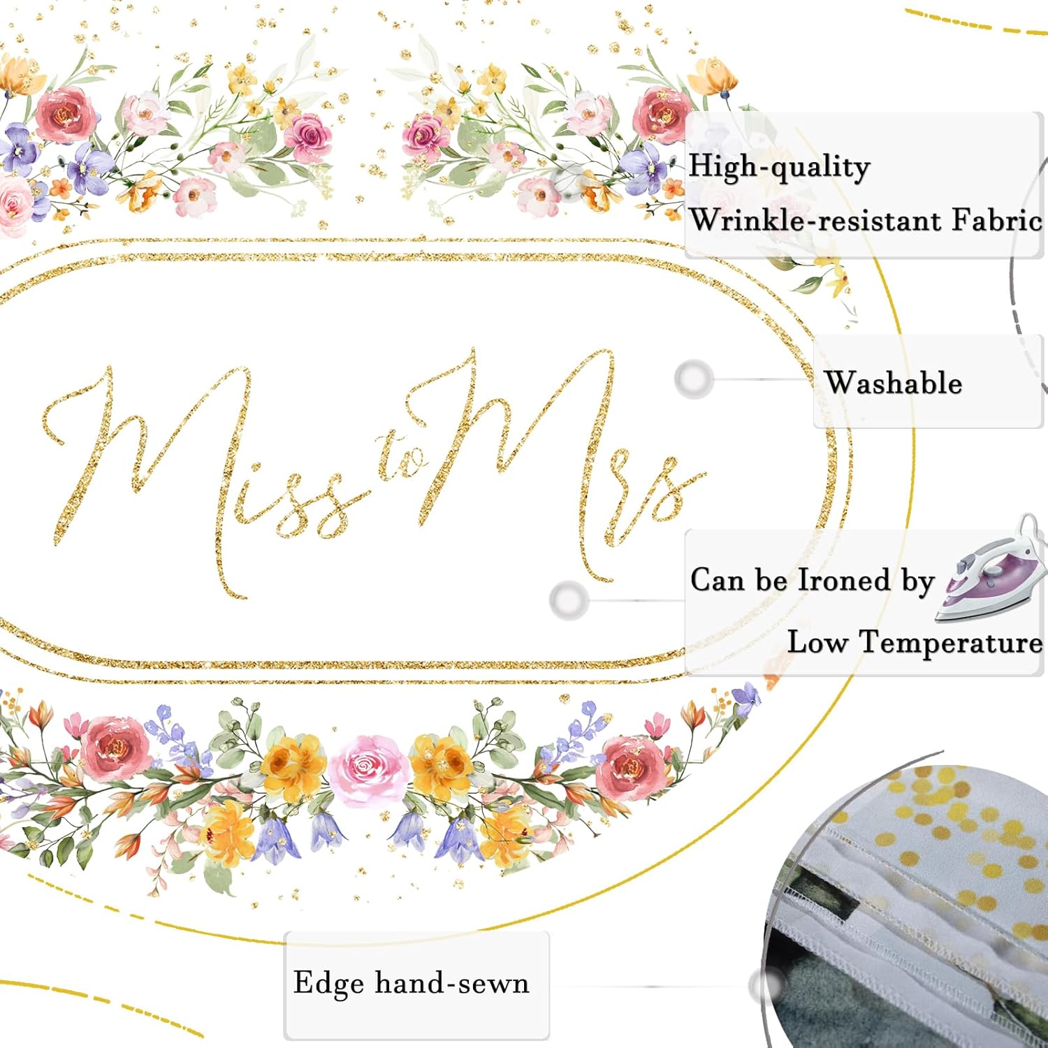 Miss to Mrs Floral Bridal Shower Backdrop 7x5ft