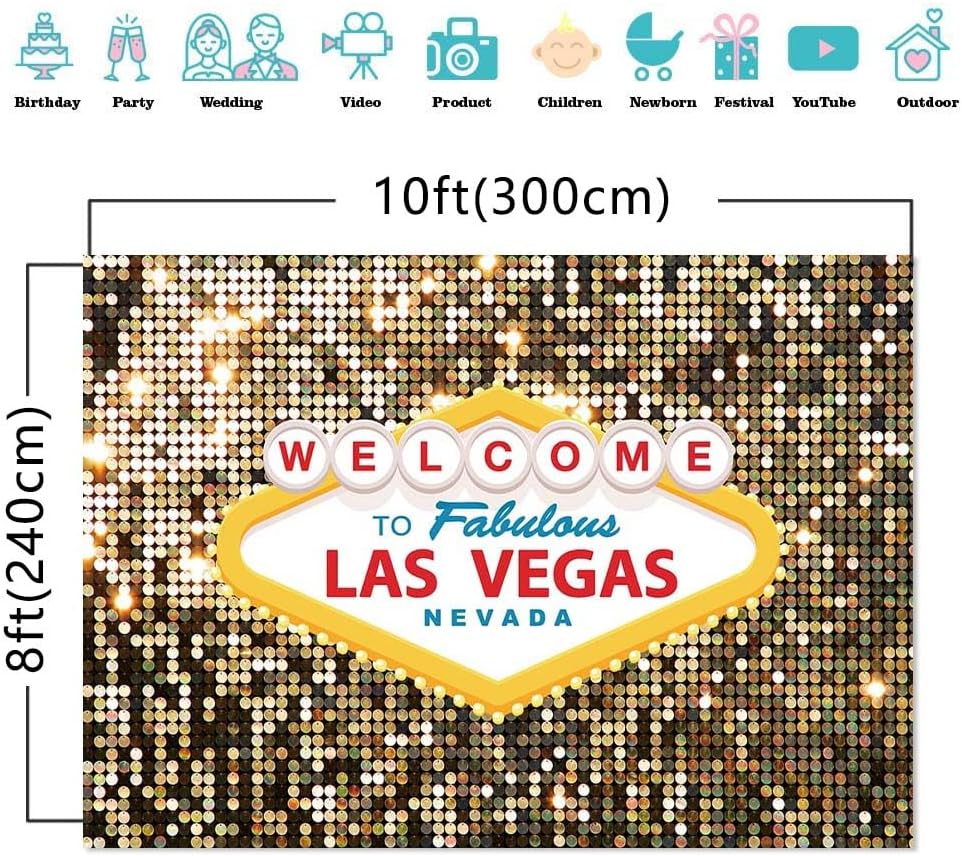 10x8ft Vegas Party Photo Background Polyester