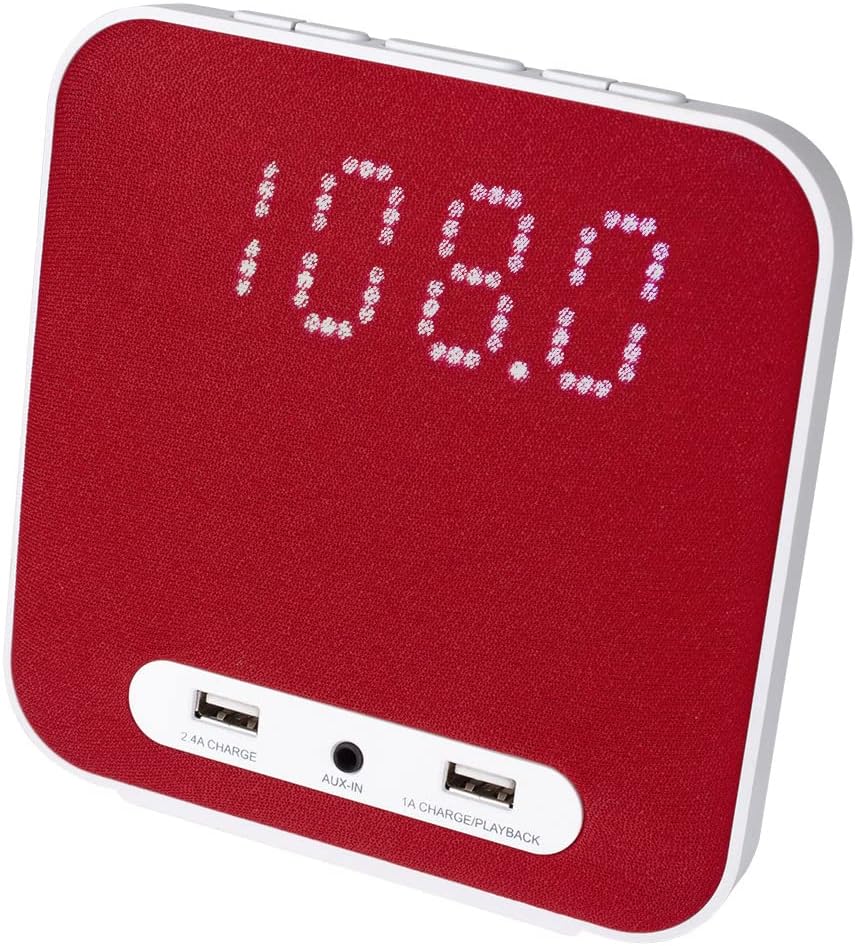 HANNLOMAX HX-145CR Alarm Clock Radio with Dual Alarm and USB Ports