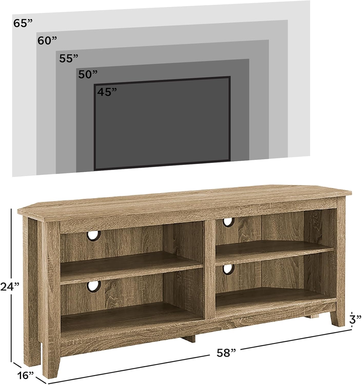 Walker Edison Maxwell Classic 2 Shelf Corner TV Stand