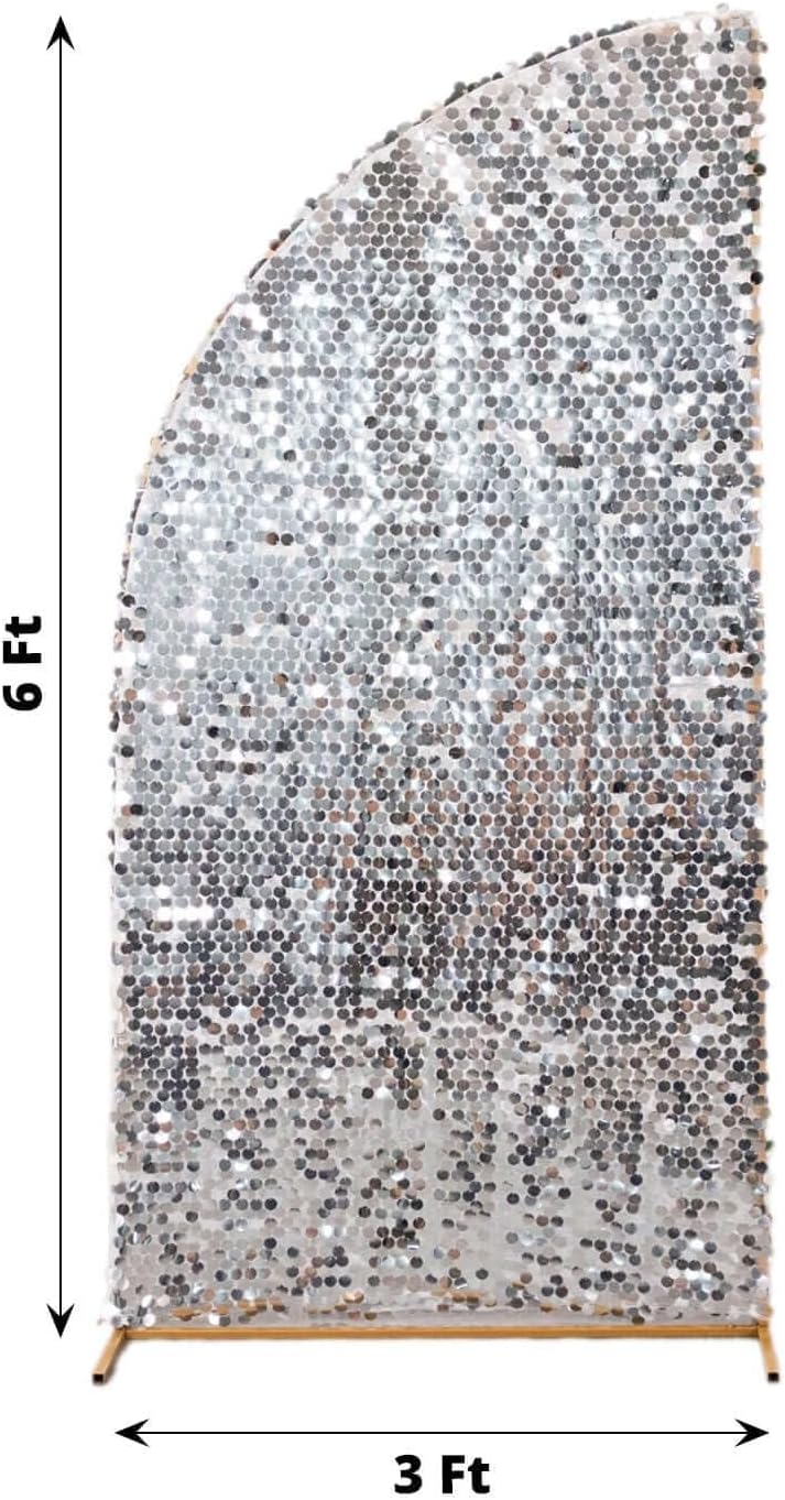 Efavormart 6ft Silver Sequin Chiara Backdrop Stand Cover